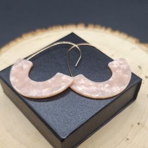 Acrylic Pink Crescent Hoop Earrings
